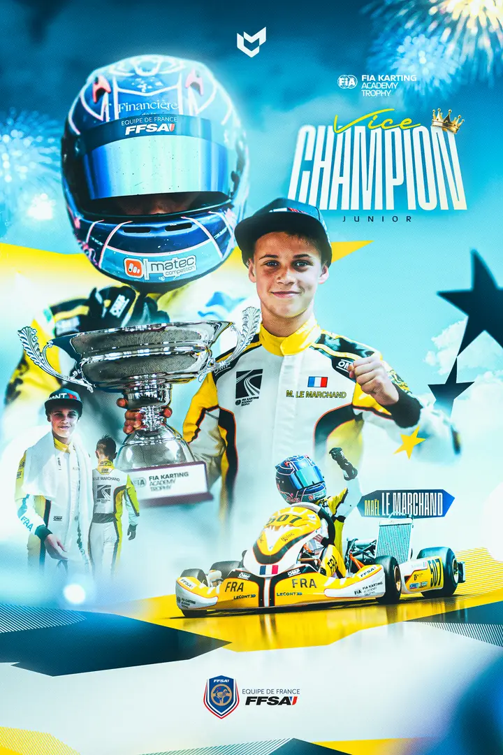 Visuel Vice-champion du monde · Karting pour Maël Le Marchand